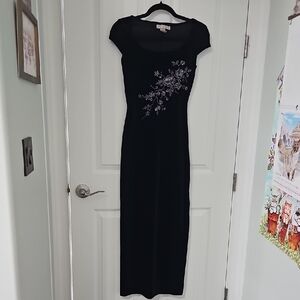 Charlotte Russe Black Midi Dress with Floral Detail